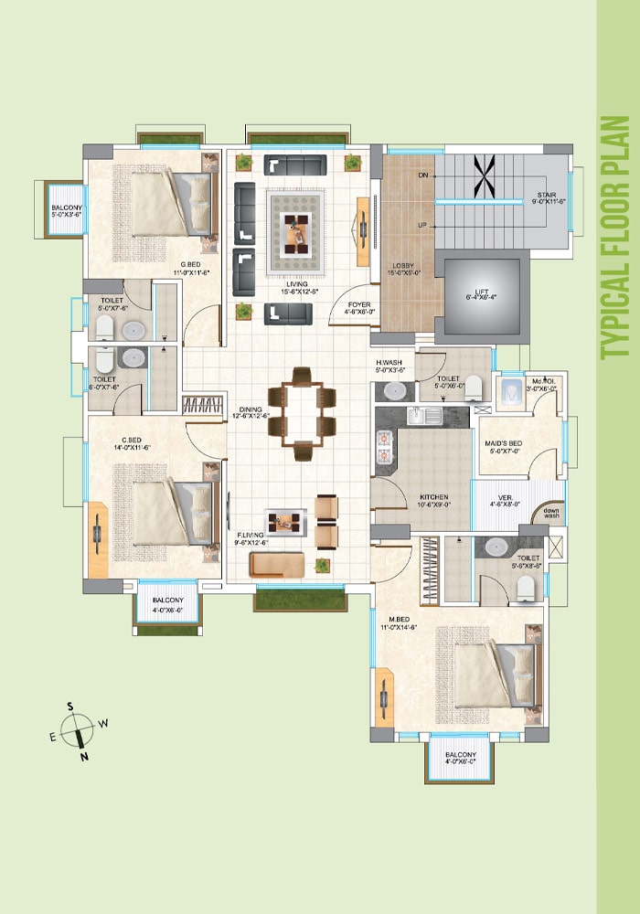 Assure Monowara US Tower Typical Floor Plan